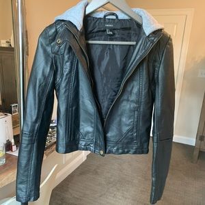 black leather jacket